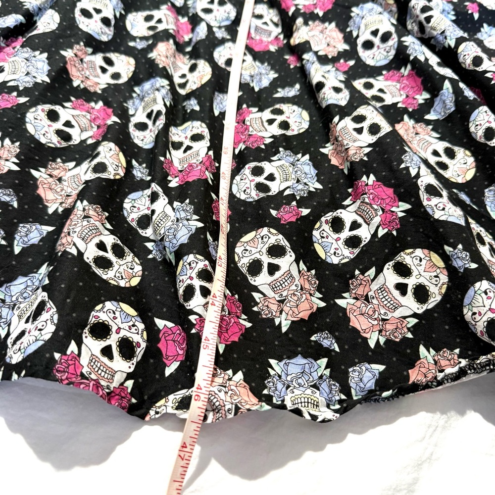 Hell Bunny Muertos 50s Style Smocked Swing Dress Dead Sugar Skull Print Ss M - Picture 12 of 12